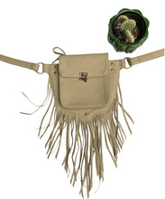 Topanga Fringe Belt Bag or Purse in Cactus/Coconut Leather
